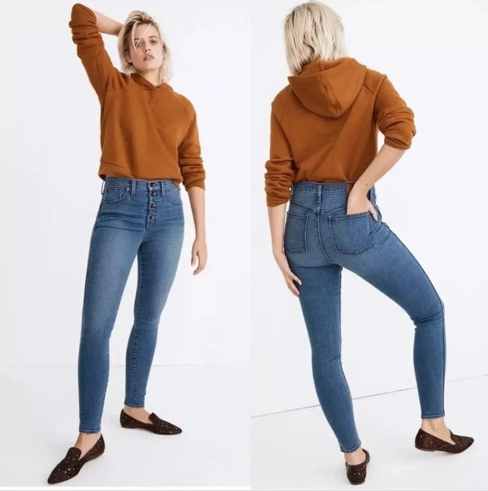 Madewell 10” High Rise Blue Skinny Jeans - Size 30 - Picture 5 of 6